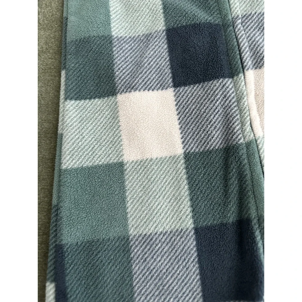 Carter's Plaid Fleece Hooded One Piece Sleepwear Green Blue Gray 24 Months